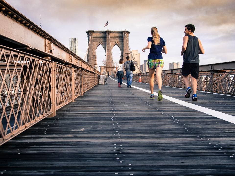 People running and training outdoors
